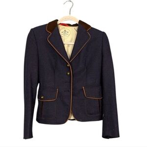 The extreme collection British chic Women's Navy Jacket with Brown Accents